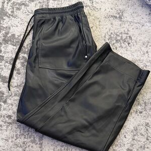 A New Day - Women's Black Faux Leather Jogger Pants